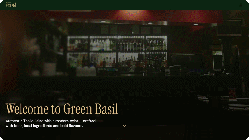 Gif of the Green Basil Landing Page