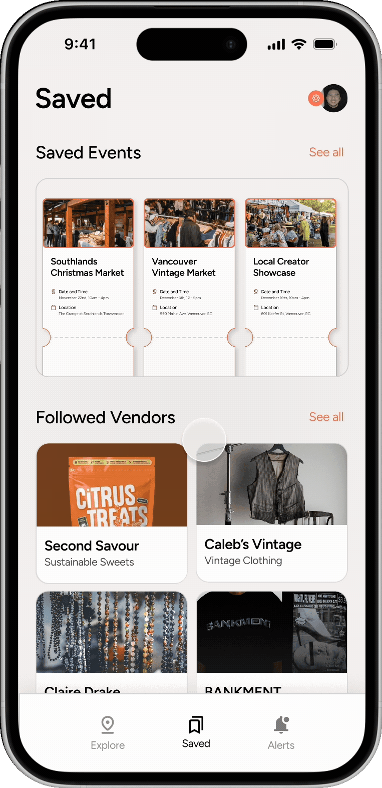 Gif of Mosaic's Vendor Profile Page